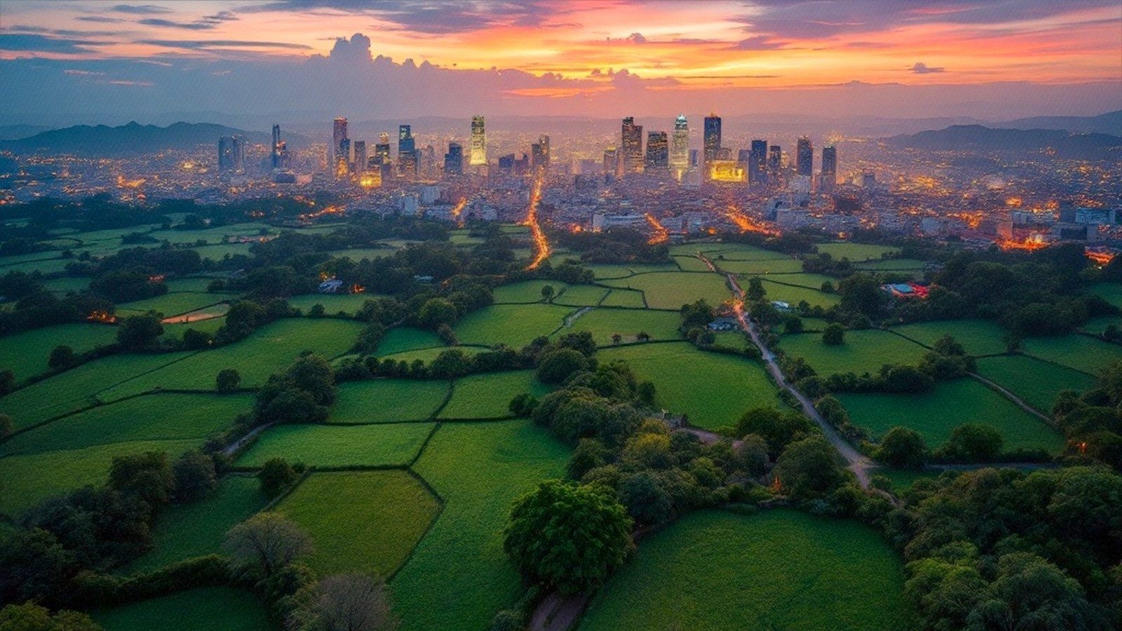 Farmland meeting the city